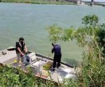Búsqueda en el caudal de Río Bravo para localizar el cuerpo de un hombre que ingreso al agua y no salió.