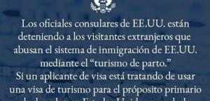 Niega Consulado de EU visa por turismo de parto