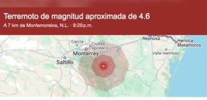 Temblor sorprende a la zona metropolitana de Monterrey