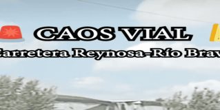 Caos vial en carretera Reynosa-Río Bravo por trabajos de mantenimiento vial a la altura del Cuartel Militar