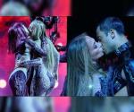 Repartió besos entre sus bailarines