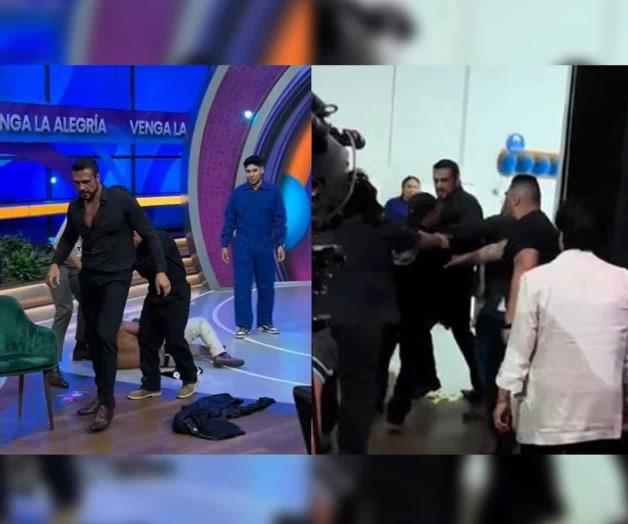 Luchador se enfrenta a golpes en el programa Venga la Alegr&iacute;a