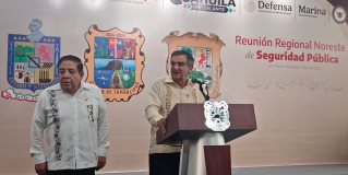 Conferencia de prensa con el gobernador Américo Villarreal, al concluir la Reunión Regional Noreste de Seguridad Pública, con los gobernadores de Nuevo León y Coahuila.