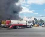 incendio en un yonke ubicado en la colonia Delicias