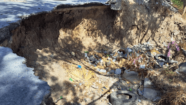 Sin atender socav&oacute;n en la colonia Ferrocarril en Reynosa