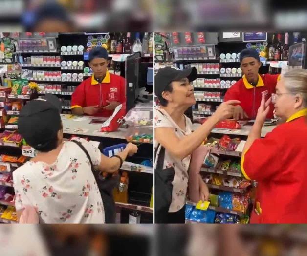 Mujer agrede a cajeros del Oxxo por mal servicio