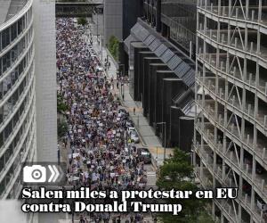 Salen miles a protestar en EU contra Donald Trump