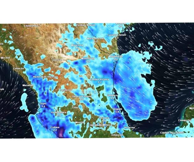 Prev&eacute;n intensas lluvias en Tamaulipas a partir del mi&eacute;rcoles