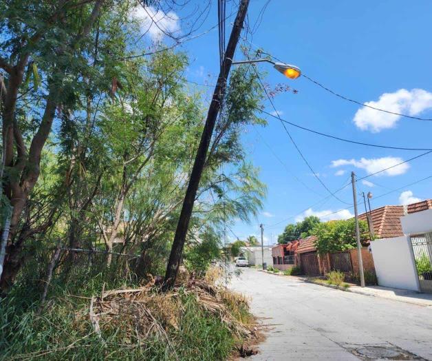 Temen colapso de un poste de electricidad