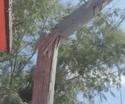 Vecinos Reportan poste caido autoridades competentes no se han acercado al lugar.