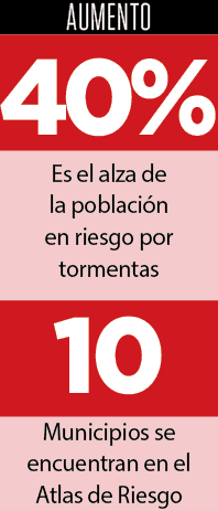 Incrementan las zonas vulnerables a desastres