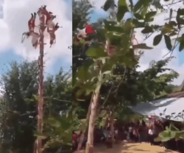 Se accidentan 5 voladores de Papantla en Veracruz; se rompe el m&aacute;stil