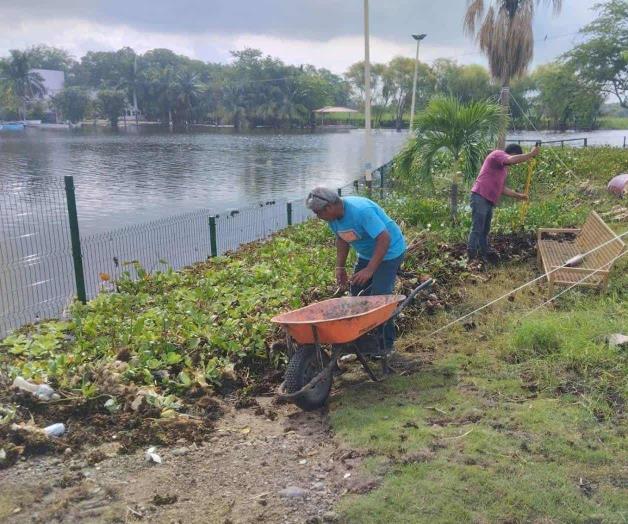 Limpian áreas afectadas por las inundaciones Limpian áreas afectadas por las inundaciones