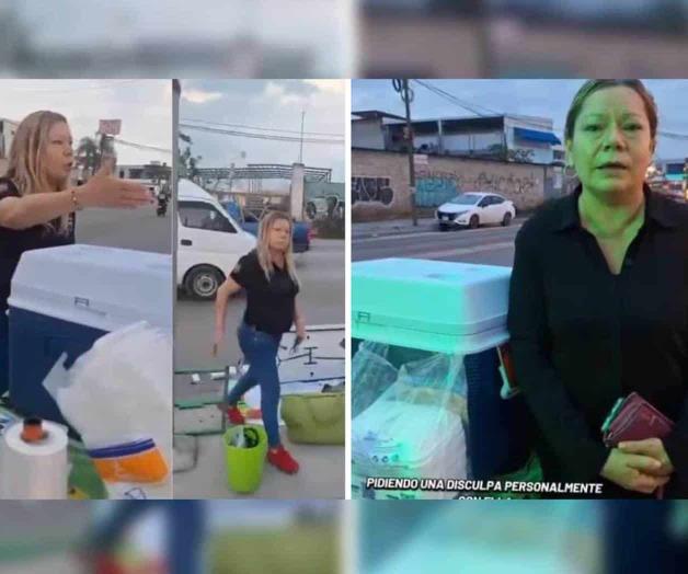 Mujer que derrib&oacute; puesto de tamales en Guadalajara se disculpa