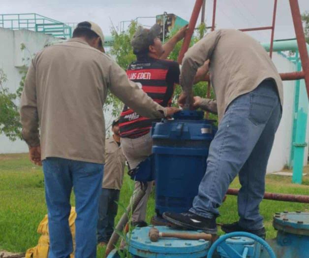 Instalan nueva bomba en planta potabilizadora Instalan nueva bomba en planta potabilizadora