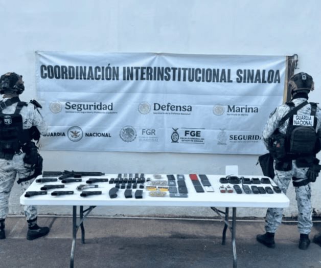 Guardia Nacional y Ej&eacute;rcito aseguran armamento en operativo del penal de Culiac&aacute;n