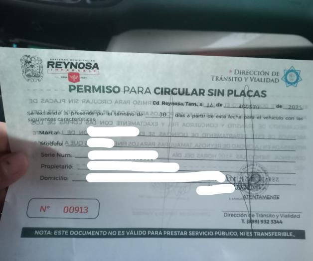 Detectan falsificación de documentos para que vehículos circulen sin placas Detectan falsificación de documentos para que vehículos circulen sin placas