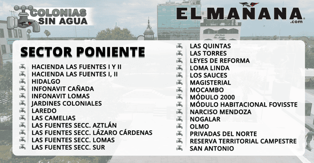 Corte de agua este viernes en Reynosa por trabajos en línea de conducción Corte de agua este viernes en Reynosa por trabajos en línea de conducción