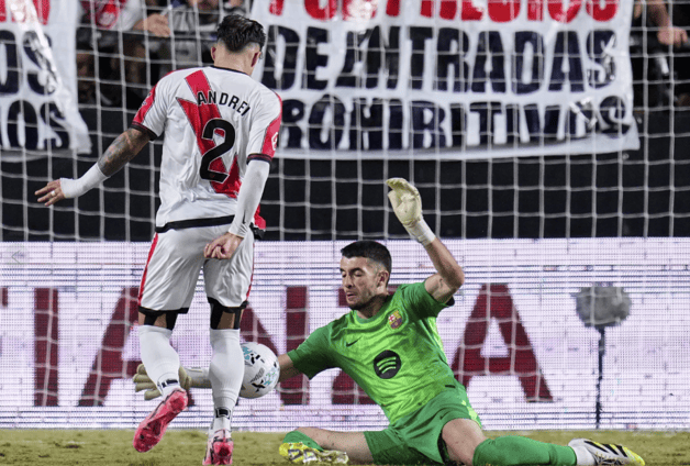 Yamal anota penalti pero Barcelona necesita a Joan García para empatar ante Rayo Vallecano Yamal anota penalti pero Barcelona necesita a Joan García para empatar ante Rayo Vallecano