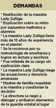 Protestan familias; piden reinstalar a la profesora Protestan familias; piden reinstalar a la profesora