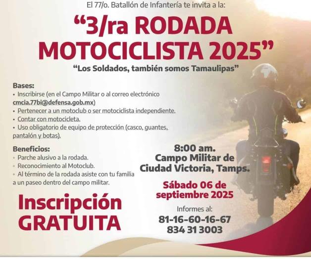 Invita la SEDENA a Rodada Motociclista Invita la SEDENA a Rodada Motociclista