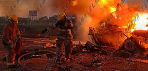 Arde tracto-camión tras choque en la Matamoros-Reynosa