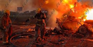 Arde tracto-camión tras choque en la Matamoros-Reynosa