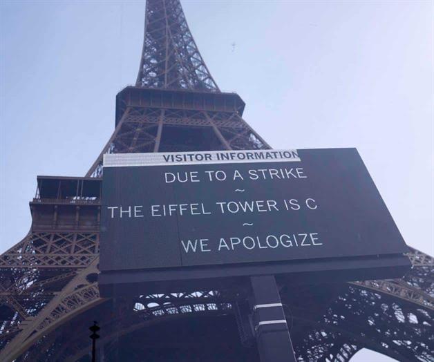 Cierra la Torre Eiffel por protestas en Francia contra la austeridad Cierra la Torre Eiffel por protestas en Francia contra la austeridad