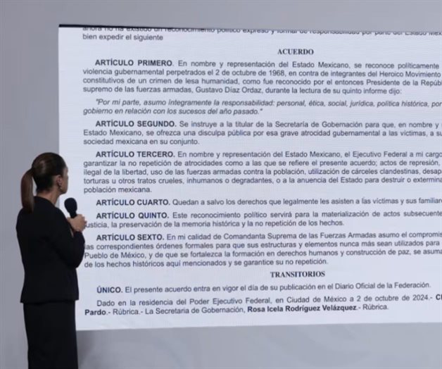 Claudia Sheinbaum expresa solidaridad a víctimas de la Masacre de Tlatelolco de 1968