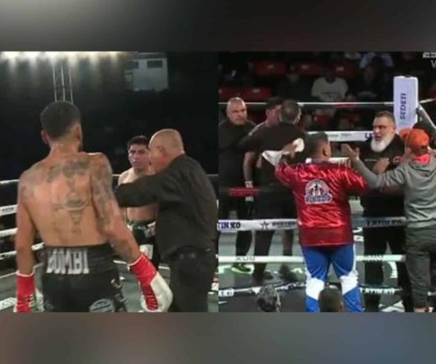El mexicano Tashiro Fierro patea a su rival Abraham Cordero El mexicano Tashiro Fierro patea a su rival Abraham Cordero