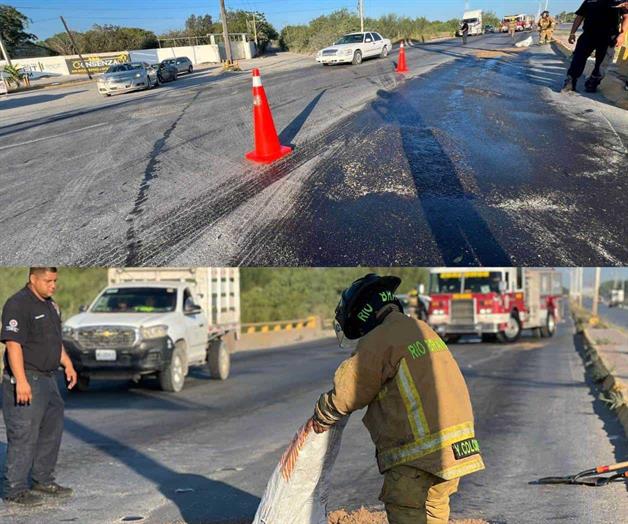 Atienden bomberos derrame de aceite