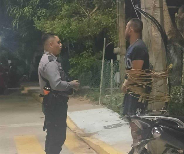 Vecinos capturan a presunto ladrón y lo amarran a un poste en Altamira Vecinos capturan a presunto ladrón y lo amarran a un poste en Altamira
