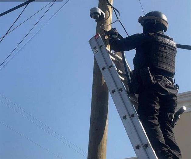 Guardia Estatal asegura cámara de videovigilancia en Miguel Alemán