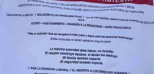 Personal del INE protesta contra titular del organismo