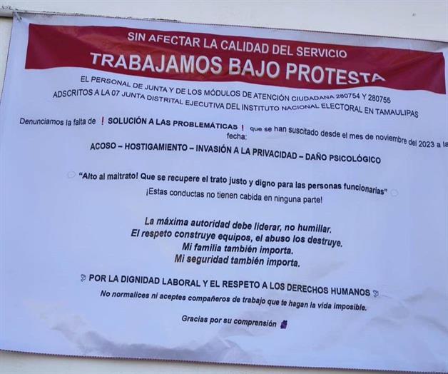 Personal del INE Reynosa protesta contra titular del organismo Personal del INE Reynosa protesta contra titular del organismo