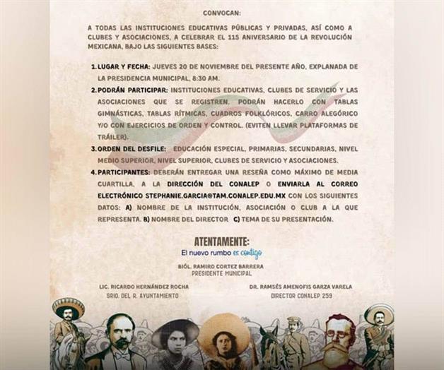 Convocan a  celebrar la Revolución