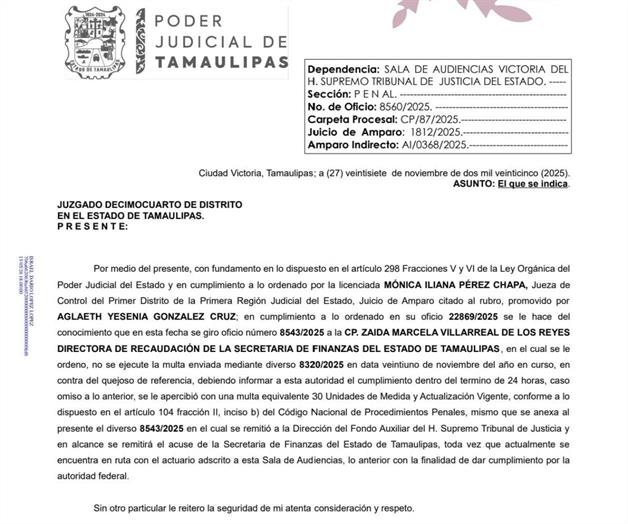 Detiene amparo multa de 1.3 mdp a abogada