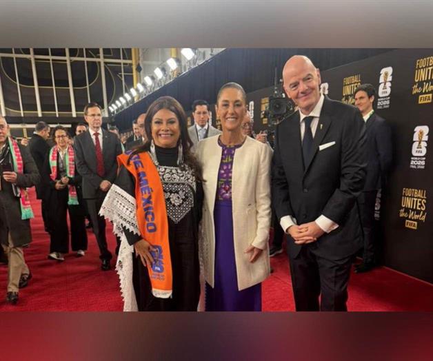 Sheinbaum llega al sorteo de la Copa Mundial de la FIFA 2026