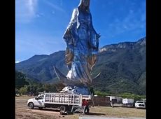 Todo listo para inaugurar el monumento de la Virgen de la Misericordia en El Chorrito, Hidalgo.