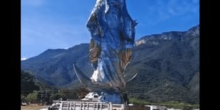 Todo listo para inaugurar el monumento de la Virgen de la Misericordia en El Chorrito, Hidalgo.