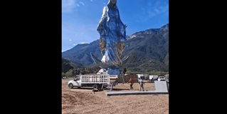 Todo listo para inaugurar el monumento de la Virgen de la Misericordia en El Chorrito, Hidalgo.