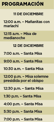 Le llevarán mañanitas y misas a Concatedral Le llevarán mañanitas y misas a Concatedral