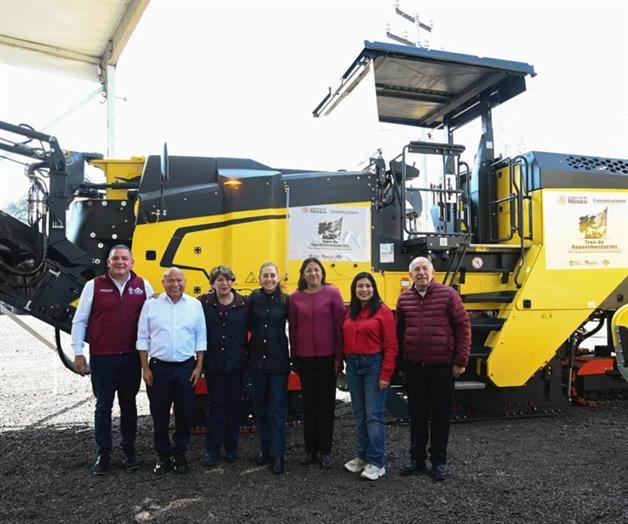 Sheinbaum entrega trenes de pavimentaci&oacute;n en oriente del Edomex
