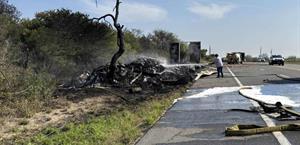 Fallece chofer calcinado