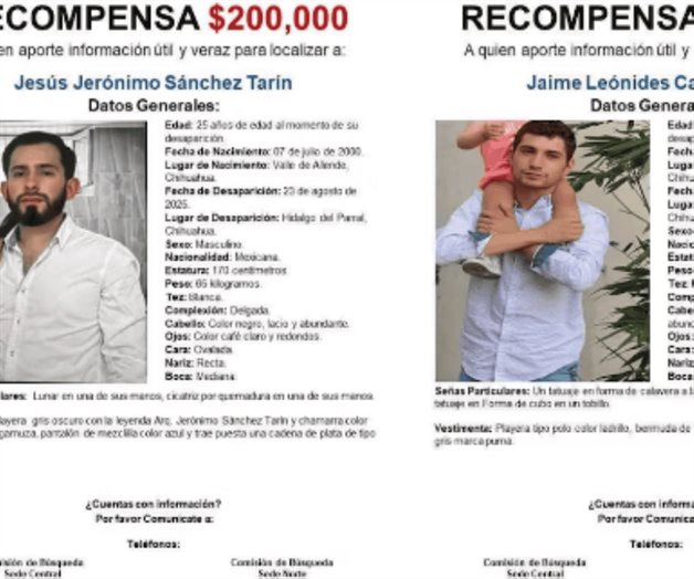 Ofrecen recompensa por dos hombres desaparecidos en Chihuahua