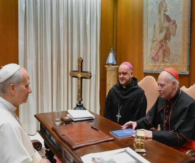 Cardenal Aguiar se re&uacute;ne con el Papa Le&oacute;n XIV