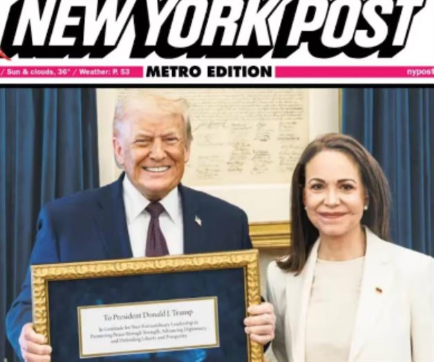 Trump posa con la medalla del Nobel junto a Mar&iacute;a Corina Machado